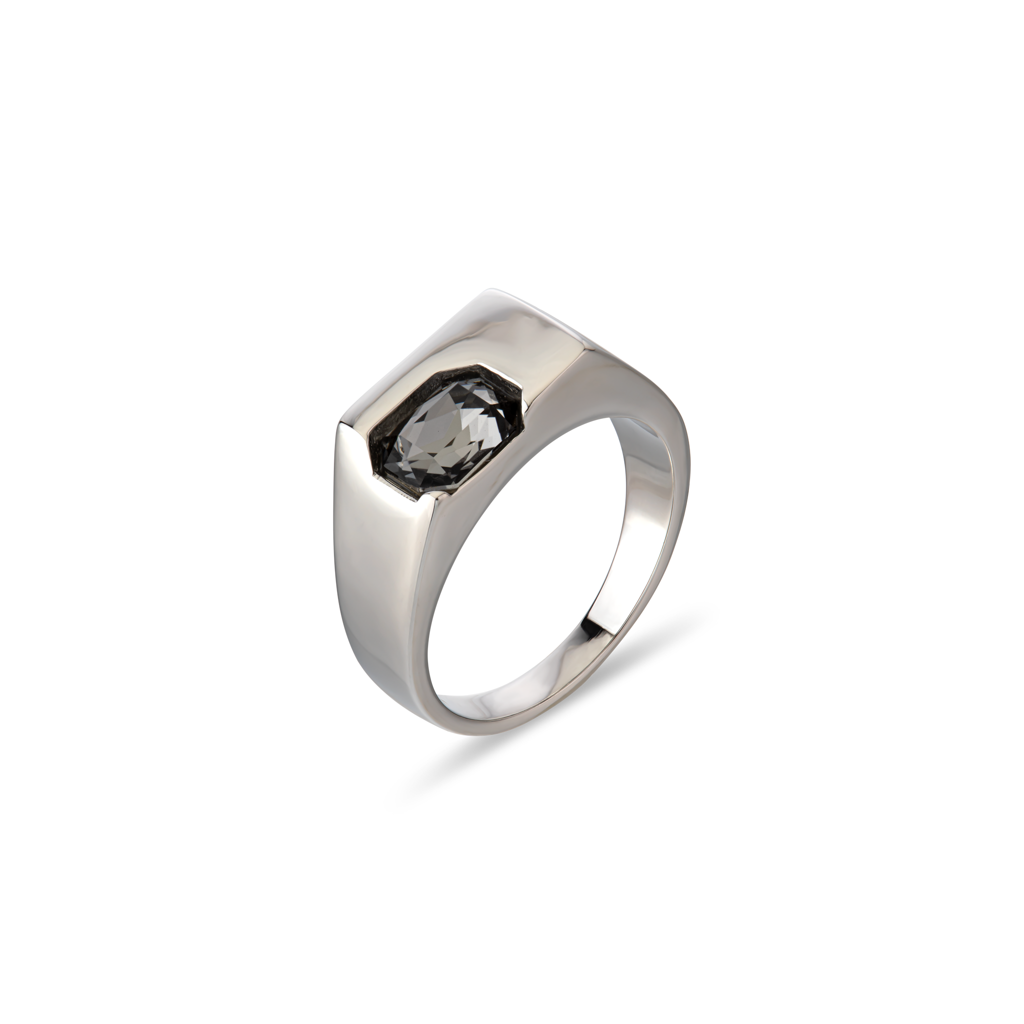 Cornerstone -  טבעת חותם עם זירקון - אפור