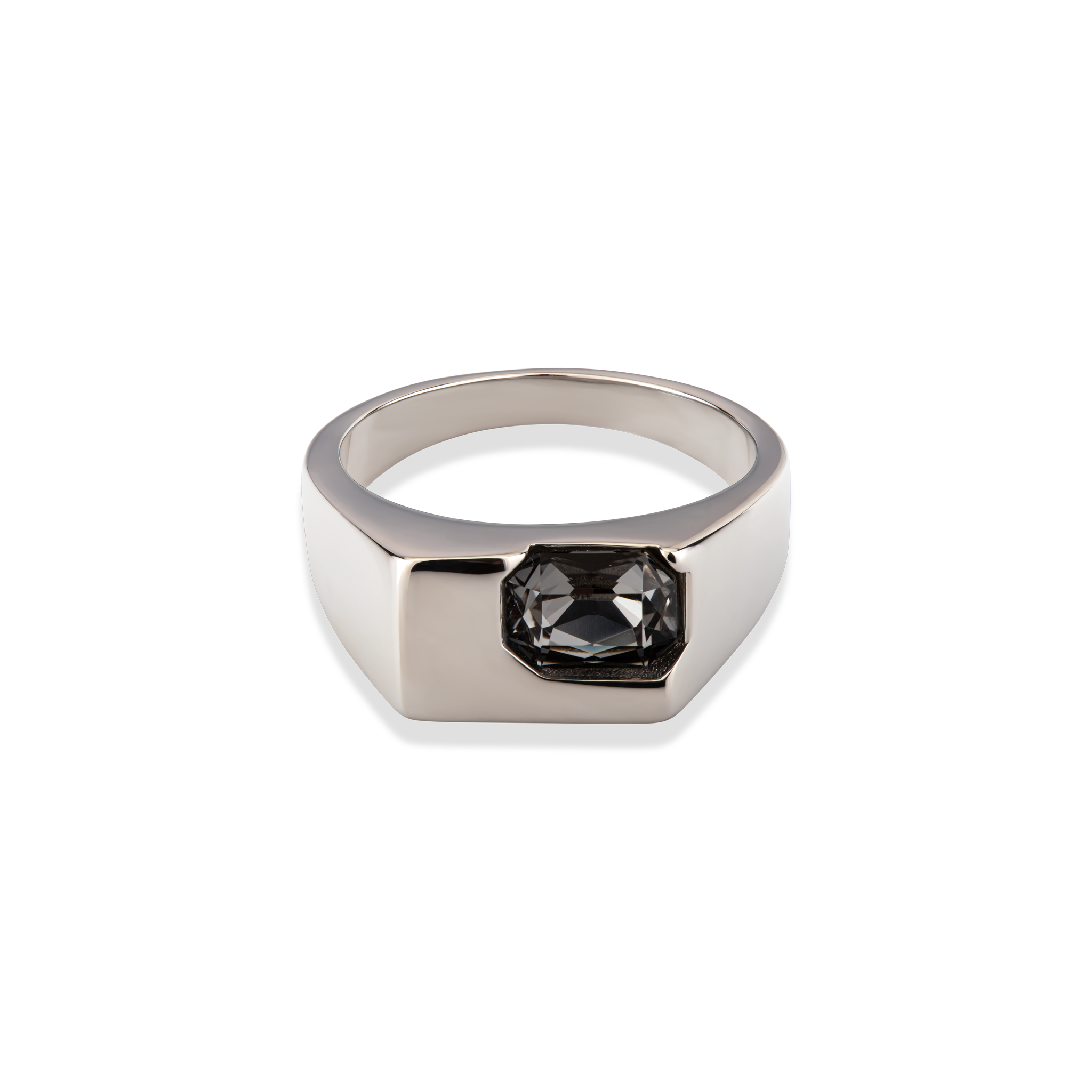 Cornerstone -  טבעת חותם עם זירקון - אפור